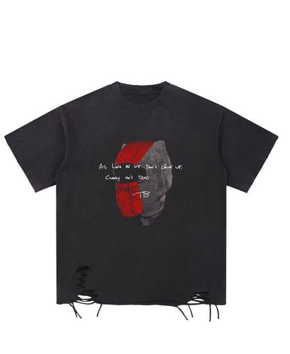 Clancy isn’t dead Snow Washed Raw-Hem T-Shirt